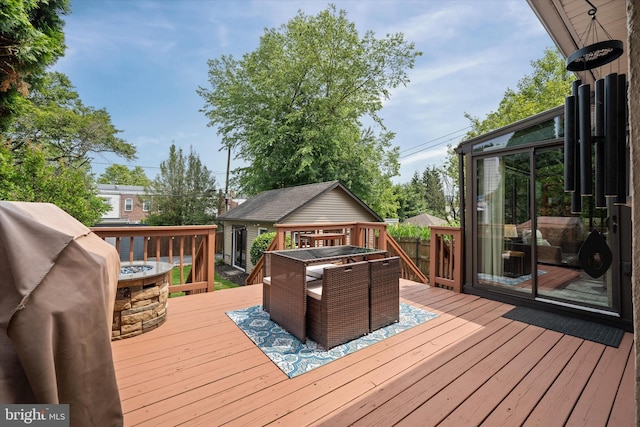 1408 Riverview Ave, Wilmington, DE 19806 - wooden terrace featuring an outbuilding