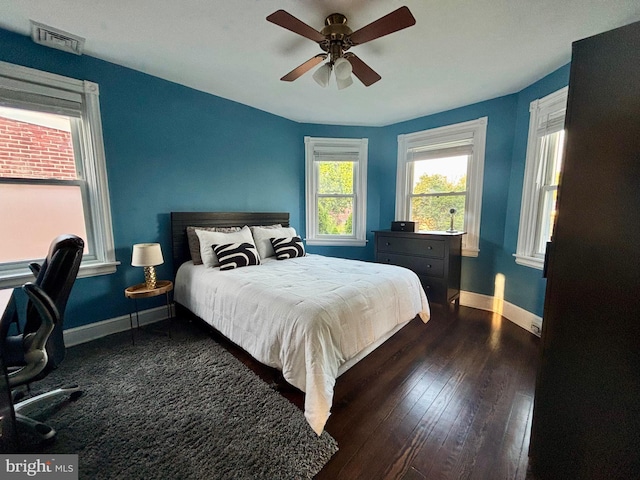1408 Riverview Ave, Wilmington, DE 19806 - bedroom featuring dark wood-style flooring, baseboards, and ceiling fan