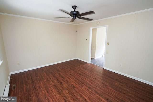 1206 Orchard Cir, Salisbury, MD 21801 - empty room featuring a baseboard heating unit, a ceiling fan, wood finished floors, baseboards, and ornamental molding