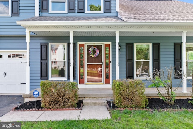 53 Pebble Beach Ln, Pottstown, PA 19464 - doorway to property featuring covered porch and a shingled roof