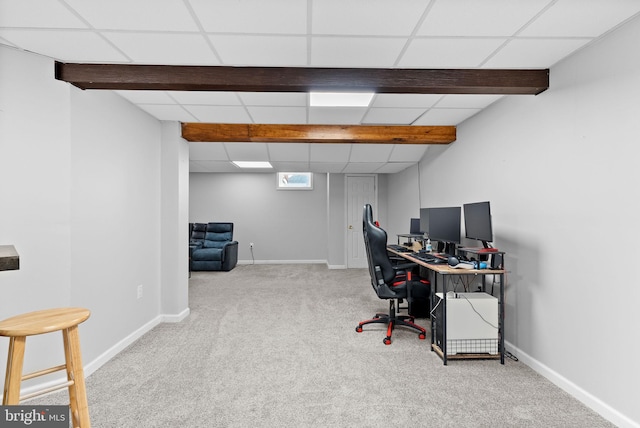 53 Pebble Beach Ln, Pottstown, PA 19464 - carpeted home office with a paneled ceiling and baseboards