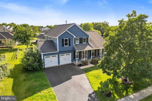 53 Pebble Beach Ln, Pottstown, PA 19464 - traditional-style home featuring a porch, driveway, a shingled roof, and a front lawn