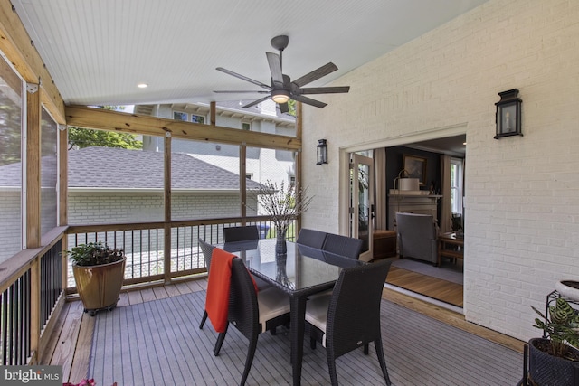 6200 Broad Branch Rd NW, Washington, DC 20015 - wooden terrace with ceiling fan and outdoor dining area