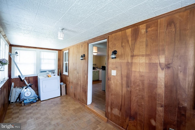 2570 Hickman Ln, Nanticoke, MD 21840 - washroom with washer / dryer and wooden walls