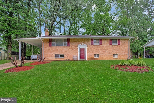 9803 Luke Ct, Upper Marlboro, MD 20772 - view of front of property featuring a chimney, brick siding, a carport, and driveway