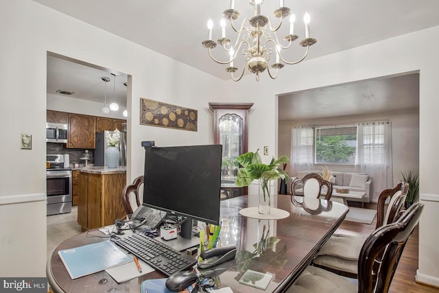 9803 Luke Ct, Upper Marlboro, MD 20772 - home office featuring a chandelier and light wood-style floors