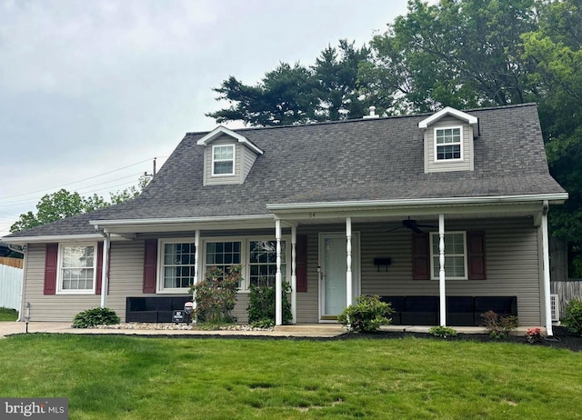 54 Camellia Rd, Levittown, PA 19057 - view of front of property with a front yard, covered porch, and ceiling fan