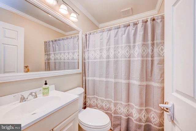 54 Camellia Rd, Levittown, PA 19057 - full bath with vanity, toilet, crown molding, and a shower with shower curtain