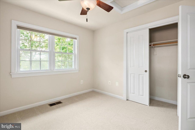 3427 Ramsgate Ter, Alexandria, VA 22309 - unfurnished bedroom featuring light carpet, baseboards, a closet, and ceiling fan