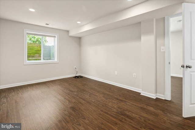 3427 Ramsgate Ter, Alexandria, VA 22309 - basement featuring dark wood-style floors, baseboards, and recessed lighting