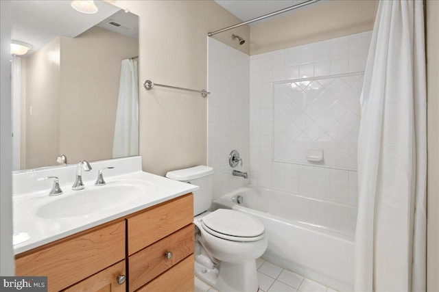 3427 Ramsgate Ter, Alexandria, VA 22309 - bathroom with toilet, vanity, shower / bath combo, and tile patterned floors