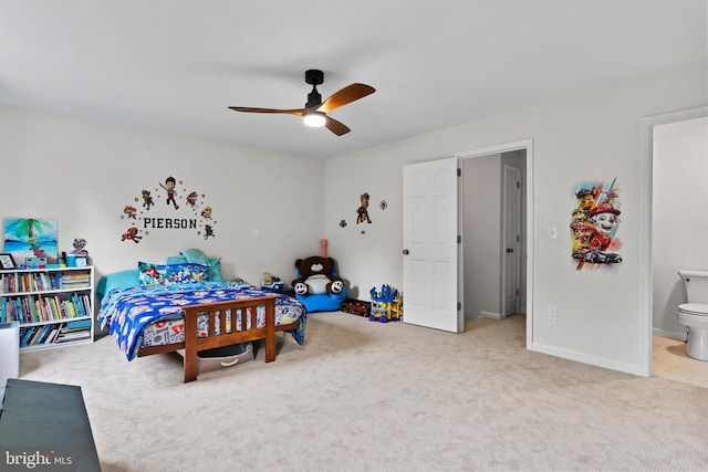 1827 Wexford Rd, Palmyra, PA 17078 - carpeted bedroom with ensuite bathroom, a ceiling fan, and baseboards