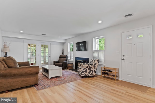 1827 Wexford Rd, Palmyra, PA 17078 - living room with wood finished floors, recessed lighting, and a fireplace with flush hearth