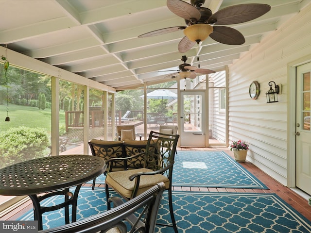 6805 Spout Ln, Fairfax Station, VA 22039 - sunroom / solarium featuring a ceiling fan, plenty of natural light, and outdoor dining space