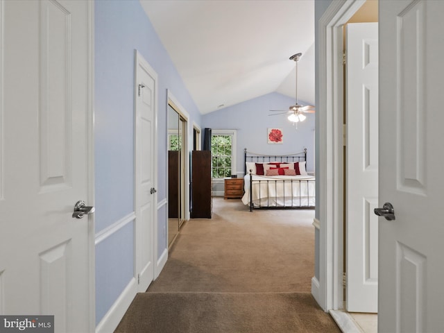 6805 Spout Ln, Fairfax Station, VA 22039 - hall featuring vaulted ceiling and carpet