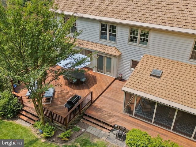 6805 Spout Ln, Fairfax Station, VA 22039 - wooden deck featuring outdoor dining area