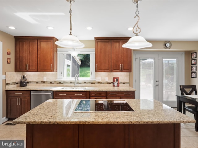 6805 Spout Ln, Fairfax Station, VA 22039 - kitchen with dishwasher, a sink, black electric cooktop, backsplash, and healthy amount of natural light
