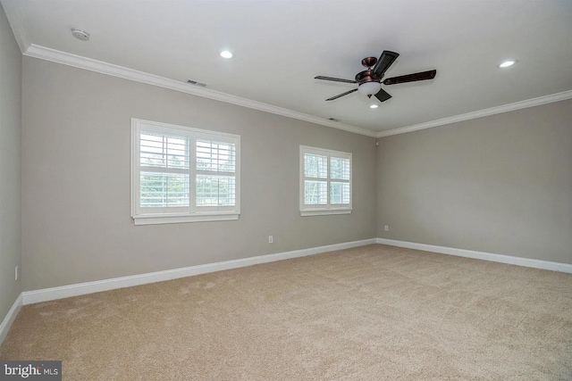 265 N Cologne Ave, Egg Harbor City, NJ 08215 - empty room featuring recessed lighting, ceiling fan, a smoke detector, baseboards, and ornamental molding