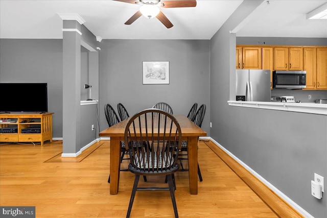 3765 Glebe Meadow Way, Edgewater, MD 21037 - dining space with ceiling fan, light wood-type flooring, and baseboards