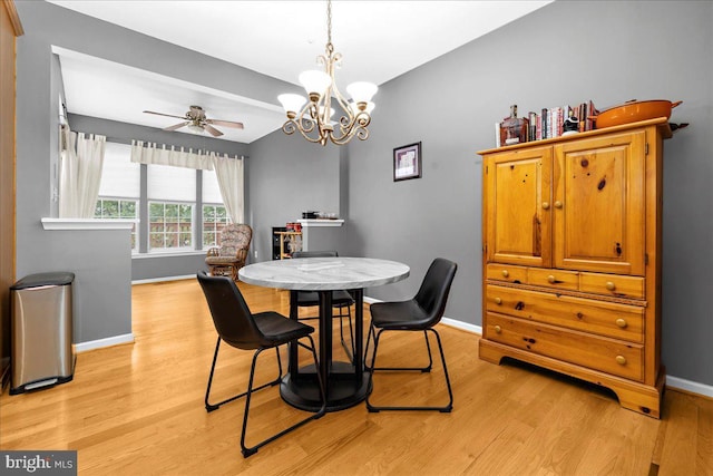 3765 Glebe Meadow Way, Edgewater, MD 21037 - dining area with light wood-type flooring, baseboards, a chandelier, and ceiling fan