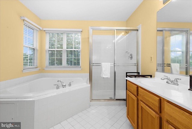 3765 Glebe Meadow Way, Edgewater, MD 21037 - full bath with vanity, tile patterned flooring, a bath, and a shower stall