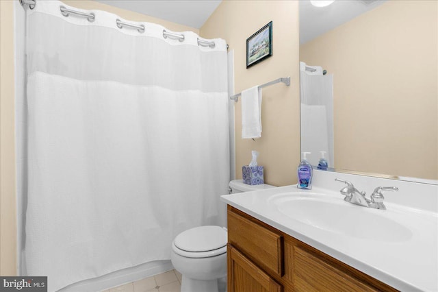 3765 Glebe Meadow Way, Edgewater, MD 21037 - full bathroom featuring vanity, toilet, tile patterned floors, and shower / tub combo with curtain