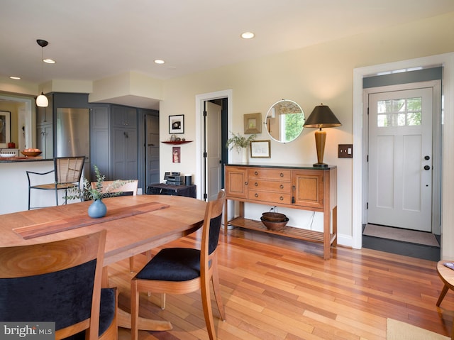 442 Old Eagle School Rd, Wayne, PA 19087 - dining space with light wood finished floors, recessed lighting, and baseboards