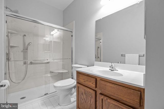 22 Goldfields Ave, Langhorne, PA 19047 - full bathroom with a stall shower, vanity, toilet, and tile patterned flooring