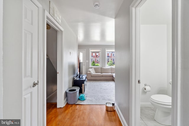 6904 Bank St, Baltimore, MD 21224 - hall featuring baseboards and wood finished floors