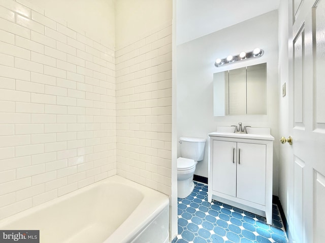 1511 N Ave, Port Norris, NJ 08349 - bathroom featuring toilet, vanity, tile patterned floors, shower / bathtub combination, and baseboards