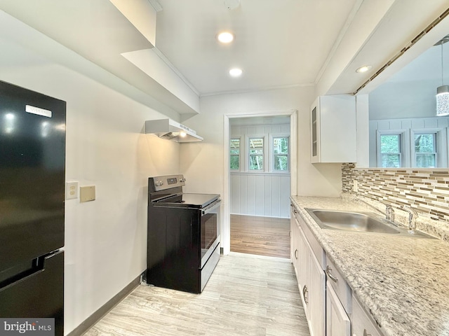1511 N Ave, Port Norris, NJ 08349 - kitchen featuring appliances with stainless steel finishes, a sink, extractor fan, white cabinetry, and recessed lighting