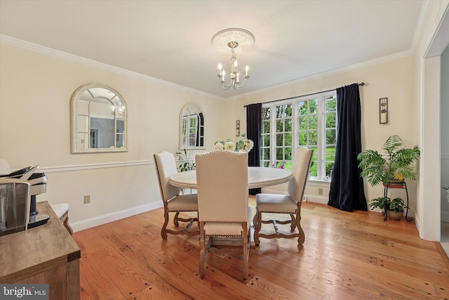 609 Ederer Ln, Ambler, PA 19002 - dining space with a chandelier, crown molding, light wood-type flooring, and baseboards