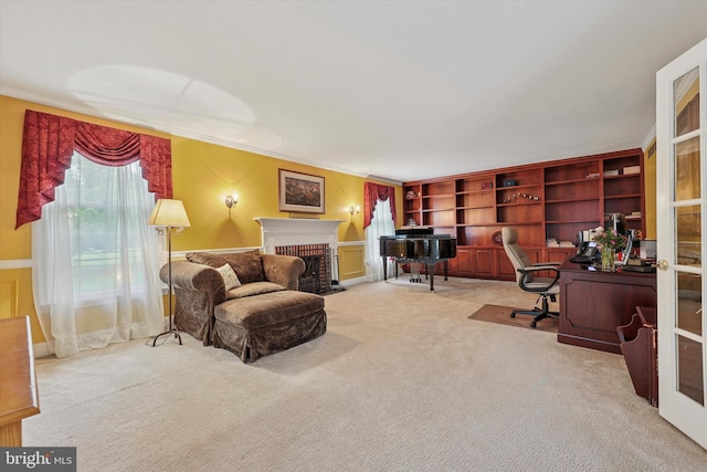 609 Ederer Ln, Ambler, PA 19002 - carpeted office with ornamental molding and a fireplace