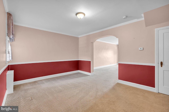 3440 Sheffield Ave, Philadelphia, PA 19136 - carpeted spare room featuring ornamental molding, arched walkways, baseboards, and a smoke detector