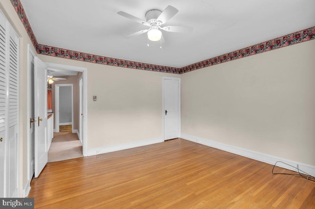 3440 Sheffield Ave, Philadelphia, PA 19136 - empty room with ceiling fan, light wood-style floors, and baseboards