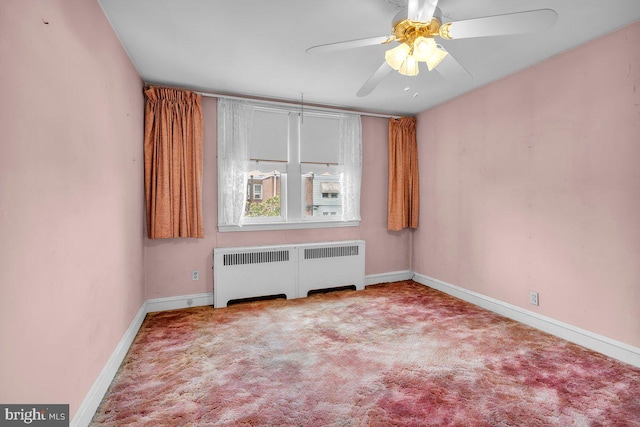 3440 Sheffield Ave, Philadelphia, PA 19136 - spare room with radiator, baseboards, a ceiling fan, and carpet