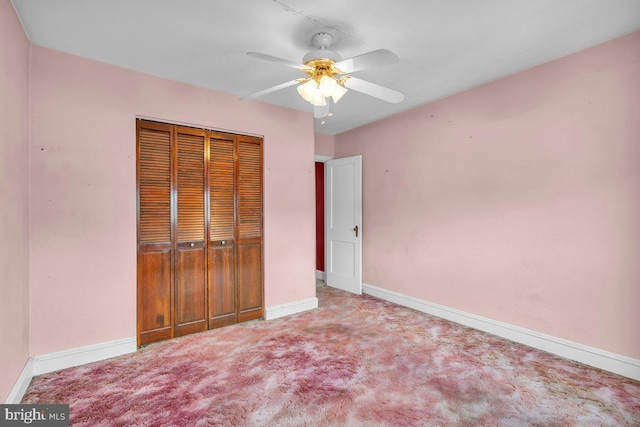 3440 Sheffield Ave, Philadelphia, PA 19136 - unfurnished bedroom featuring baseboards, a closet, carpet, and ceiling fan