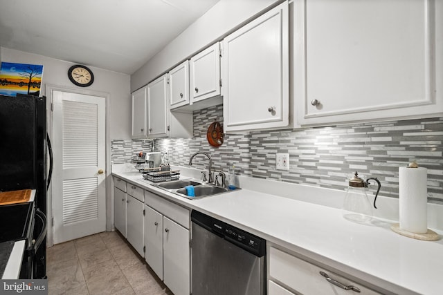 5907L Noblestown Rd Unit 72, Springfield, VA 22152 - kitchen featuring stainless steel dishwasher, a sink, light countertops, tasteful backsplash, and white cabinets