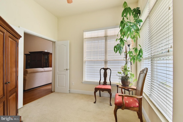 7207 Ivy Bank Rd, Laurel, MD 20707 - sitting room featuring carpet flooring, baseboards, and a ceiling fan