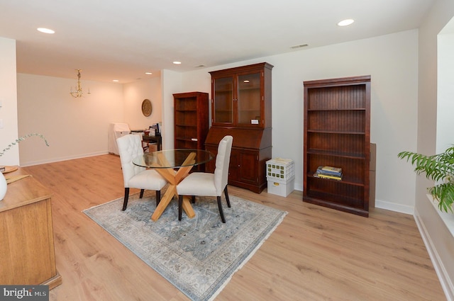 2404 Stokes Rd, Mount Laurel, NJ 08054 - dining room with light wood-type flooring, baseboards, and recessed lighting