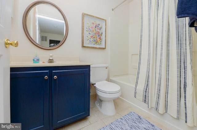 2404 Stokes Rd, Mount Laurel, NJ 08054 - full bathroom featuring tile patterned flooring, vanity, toilet, and shower / bath combo with shower curtain