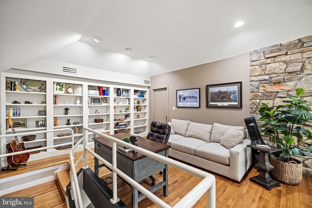 8901 Potomac Station Ln, Potomac, MD 20854 - living area with wood finished floors and lofted ceiling