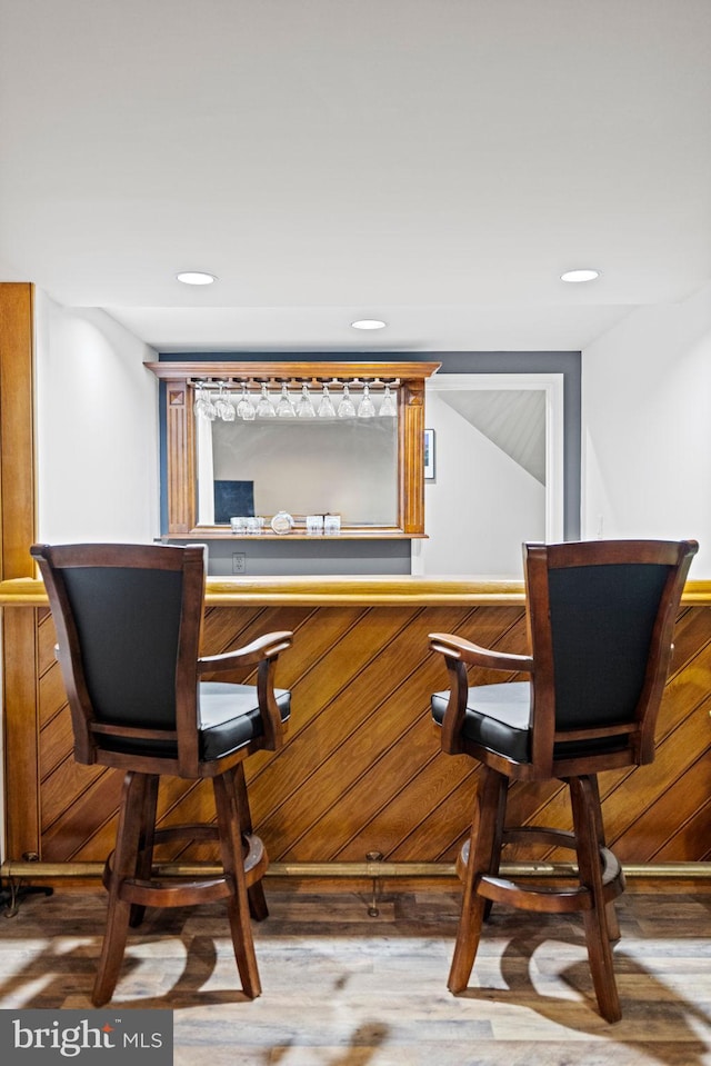 8901 Potomac Station Ln, Potomac, MD 20854 - indoor dry bar with wood finished floors and recessed lighting