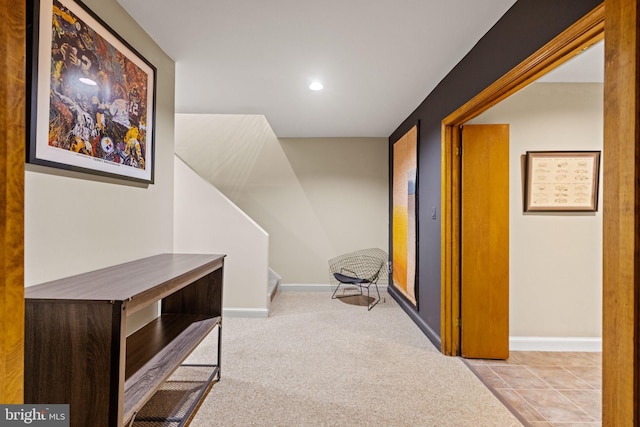 8901 Potomac Station Ln, Potomac, MD 20854 - hall featuring recessed lighting, baseboards, carpet flooring, and stairway