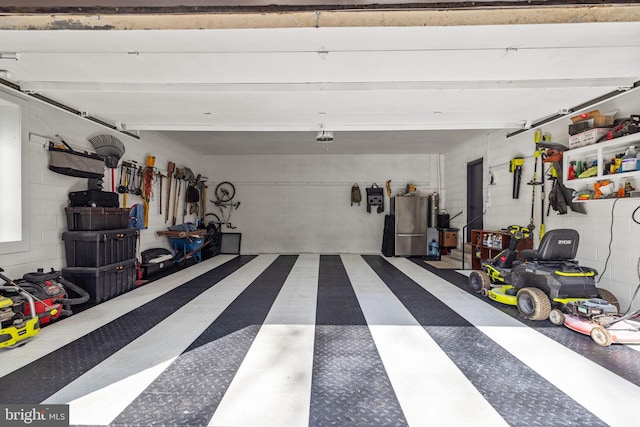 8901 Potomac Station Ln, Potomac, MD 20854 - garage with concrete block wall and a garage door opener