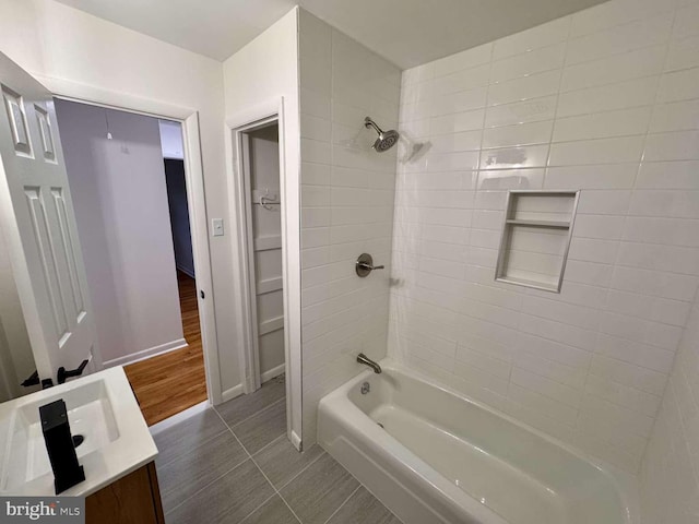 127 Homestead Dr, Doylestown, PA 18901 - bathroom with vanity, tile patterned floors, shower / bathtub combination, and baseboards