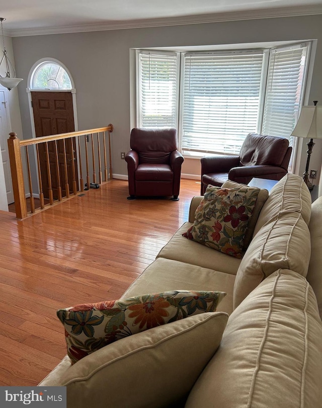 15496 Travailer Ct, Woodbridge, VA 22193 - living area featuring wood finished floors, ornamental molding, and baseboards