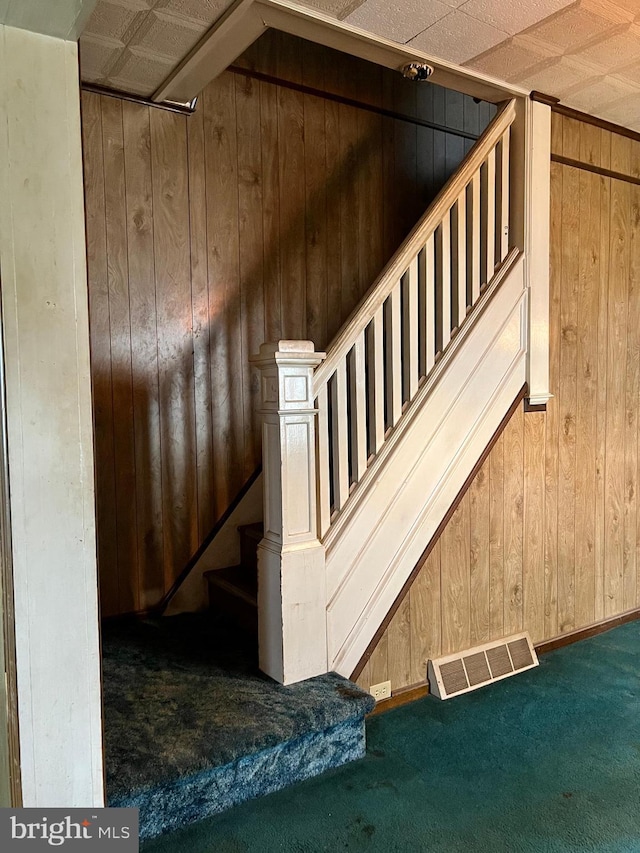 221 S State St, Talmage, PA 17580 - stairs featuring wooden walls and carpet floors