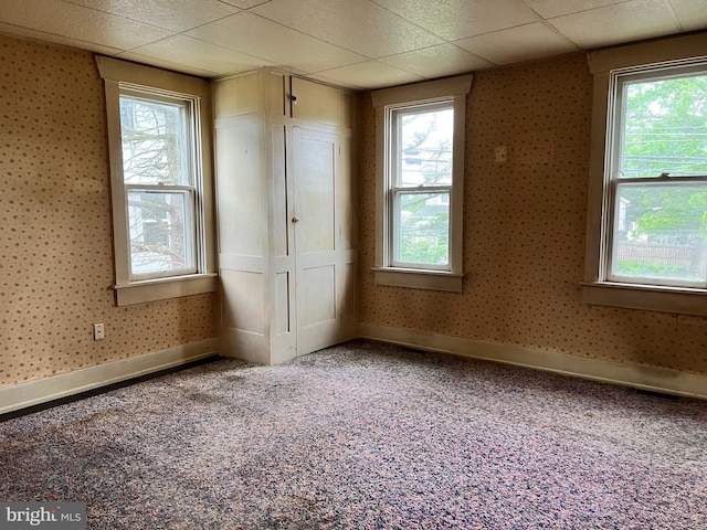 221 S State St, Talmage, PA 17580 - unfurnished room featuring carpet flooring, baseboards, plenty of natural light, and a drop ceiling