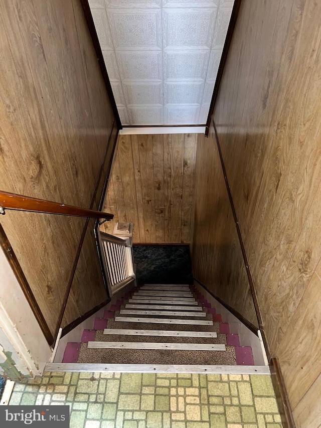 221 S State St, Talmage, PA 17580 - staircase with wood walls